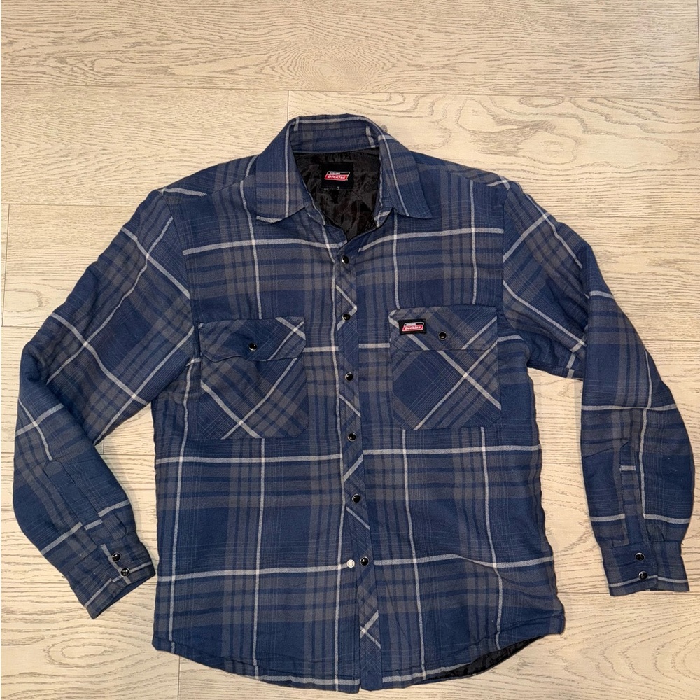 Blue Plaid Men's Jacket with Quilted Lining